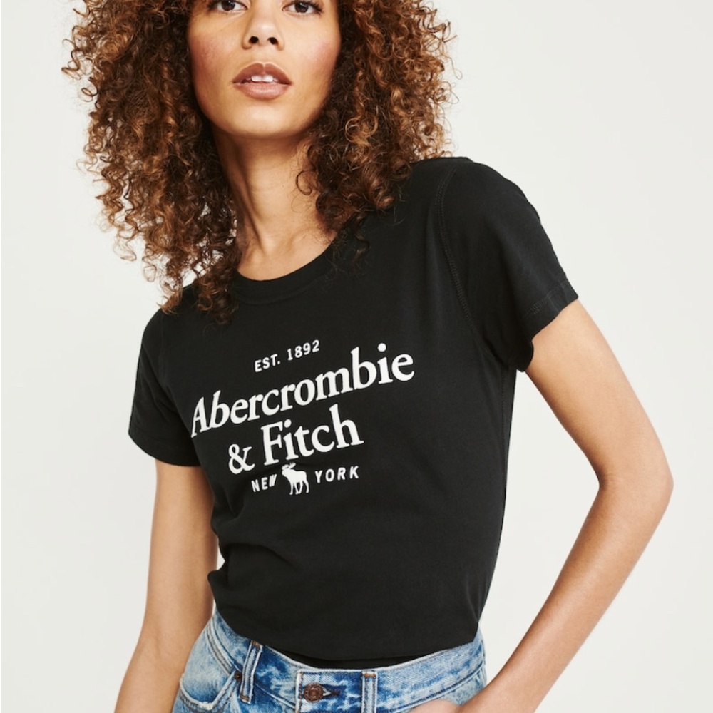 COPY - NWT Abercrombie & Fitch Curved-Hem V-Neck Icon Tee